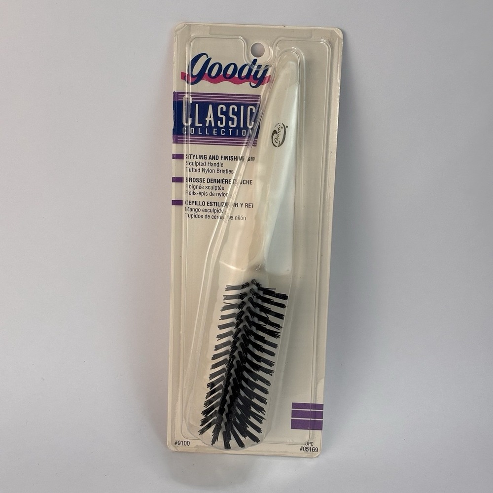 Vintage Goody Styling And Finishing Brush Nylon Bristles #9100 White Handle NEW